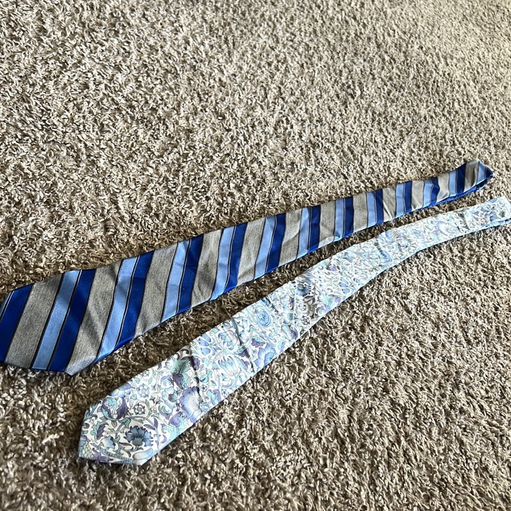 Express Floral Cotton Tie and Striped Silk Tie